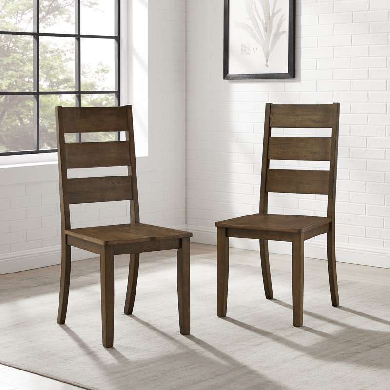 Heymann Solid Wood Ladder Back Side Chair, Dark Oak