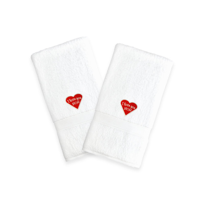 Mom & Dad Red Heart I Love You Mom 100% Turkish Cotton Hand Towel