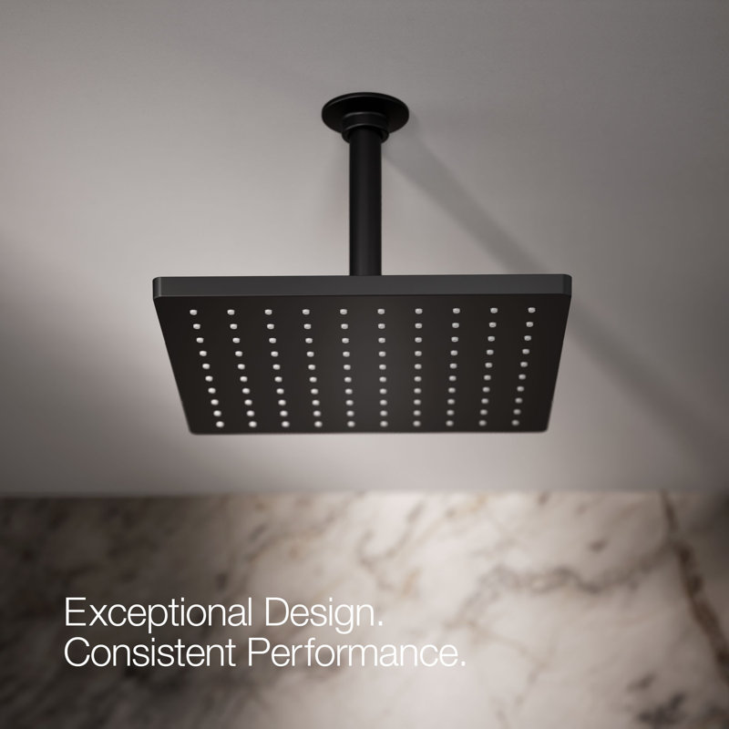 Honesty 10" Single-Function Wall or Ceiling-Mount Square Rainhead, Square Rain Showerhead 2.5 GPM, Matte Black