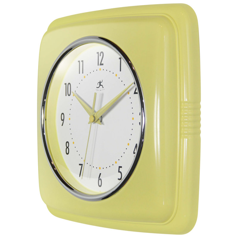 Orrwell Square Plastic Wall Clock 9.25 Inches, Yellow