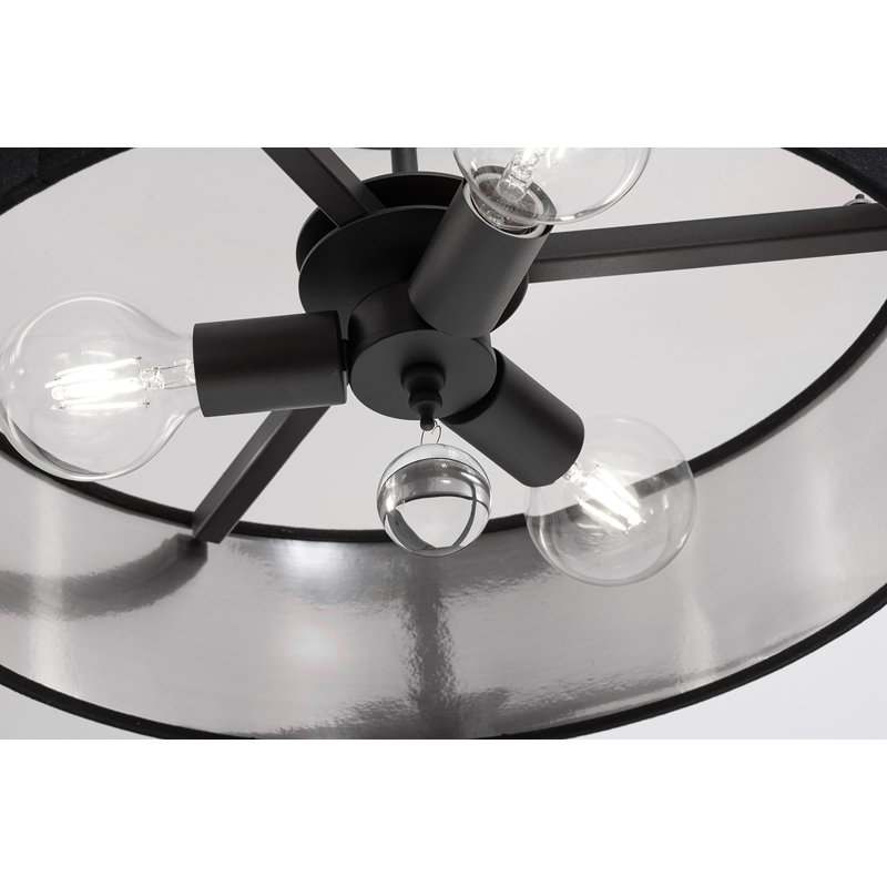 Luminaire suspendu Woodvale - 18 po, Noir / argent, Noir