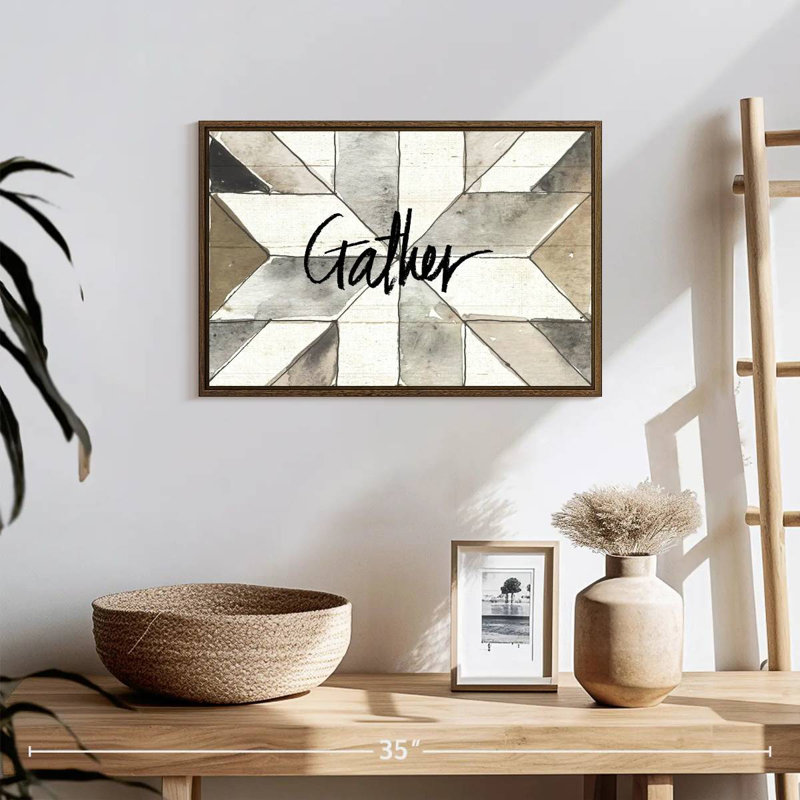 Farm Memories Gather, 19 po x 13 po, Cadre flottant noyer