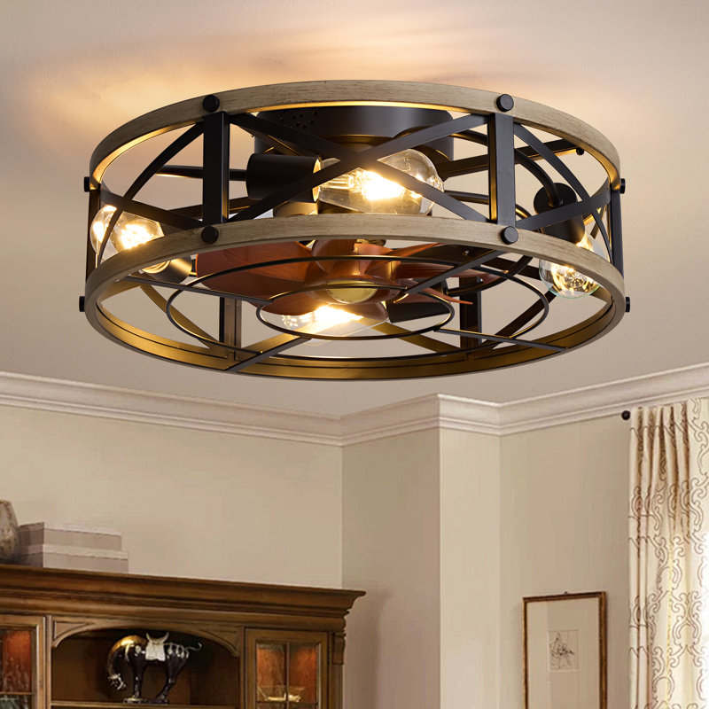 20" Flush Mount Ceiling Fan With Light Low Profile, 20"