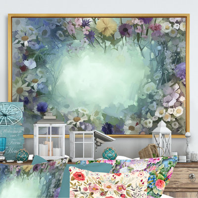 «Vintage Elegant Daisy Grunge Flowers», reproduction sur toile flottante