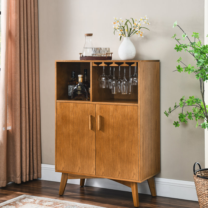 Armoire à vin 31,5 "avec tablette ouverte et rangement, pour le bureau à domicile, fabrication moderne et solide - assure la longévité