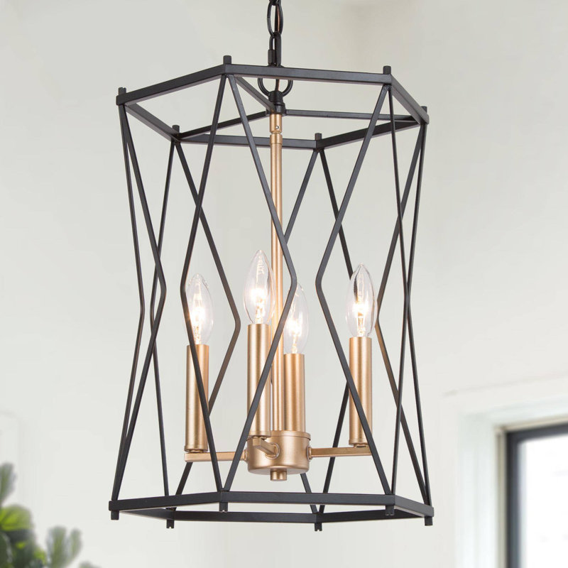Lustre géométrique à 4 lumières, Noir