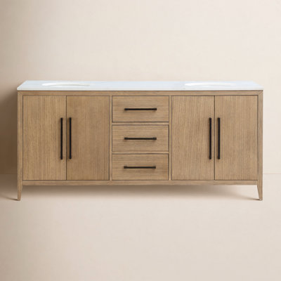 Alsup 72" Oak Double Bathroom Vanity