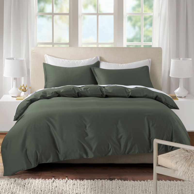 Ensemble de housse de couette 400T, Housse de couette pour très grand lit et 2 très , Vert forêt