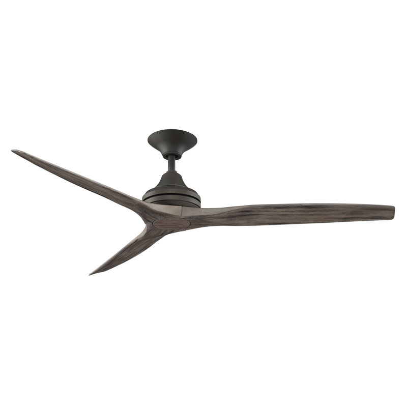 Spitfire 60 inch Indoor/Outdoor Ceiling Fan - Matte Greige with Weathered Wood Blades, Weathered Wood, Matte Greige