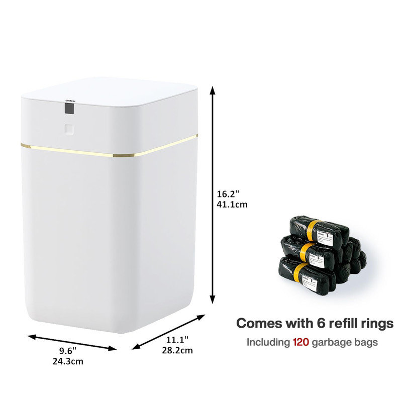 White and Gold 4-Gallon Motion Sensor Trash Can