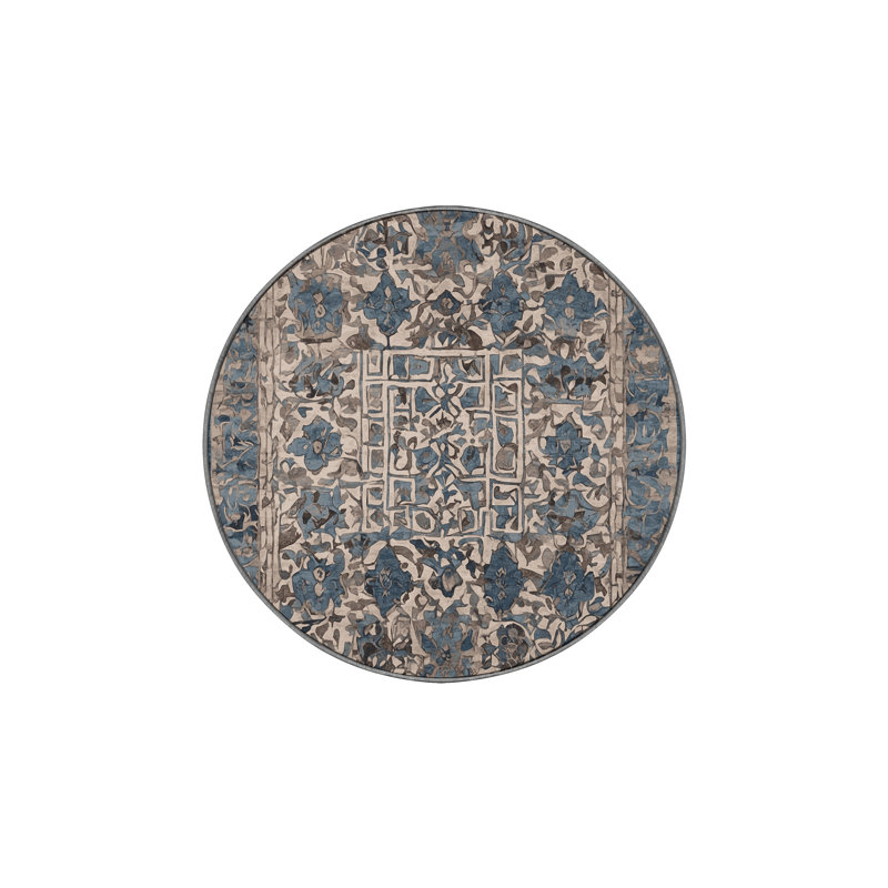 Tapis gris soyeux et moelleux, Rond 3 pi