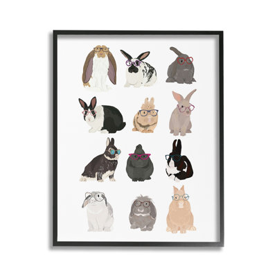 «Hipster Bunnies Varied», art de la giclée encadrée par Hanna Melin