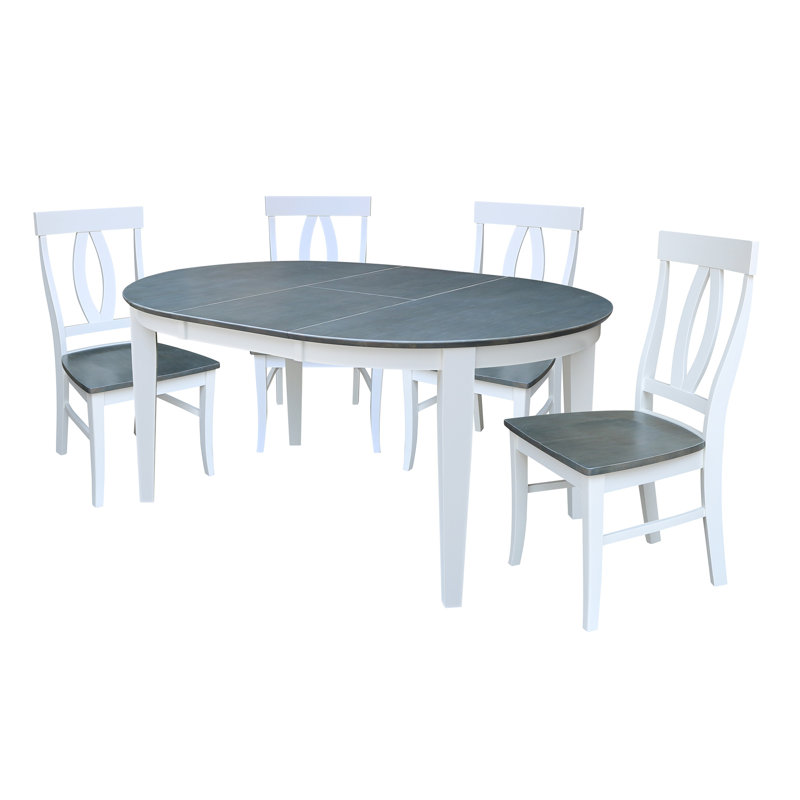 Ensemble de salle à manger extensible en bois massif 5 pièces Durenard