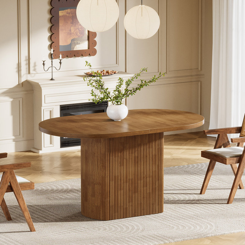 Table de salle à manger ronde 47,24 avec base à piédestal, table de salle à manger ovale, table de salle à manger pour 4 à 6 personnes