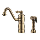 Whitehaus Collection Single Lever Faucet with Traditional Swivel Spout and Solid Brass Side Spray