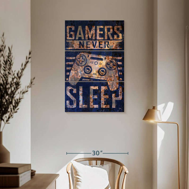 Senne Gamers Never Sleep Typography, 57" H x 36" W