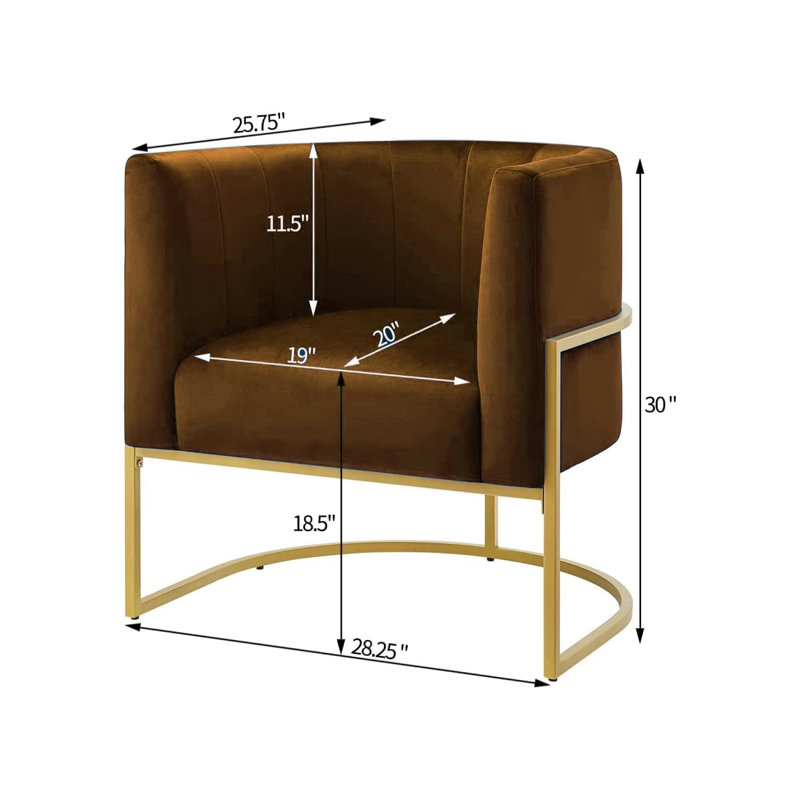 Lanre Upholstered Accent Chair, Brown Velvet/Gold