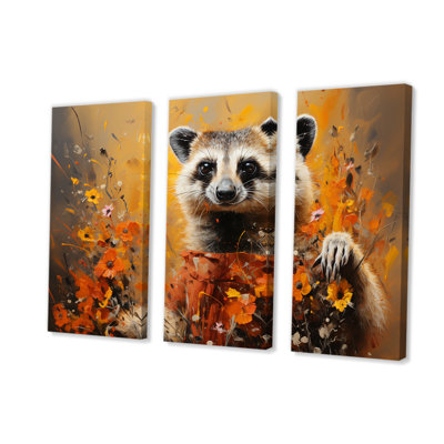 Suricate brun, prairie florale I - art mural Meercat