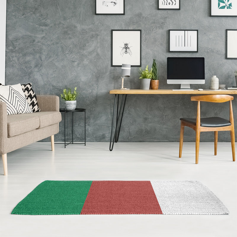 Tapis à rayures vert/doré, Rectangle 5 pi x 7 pi