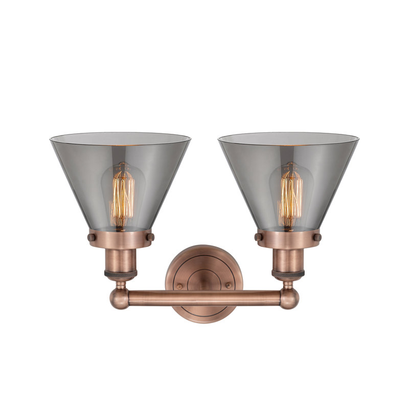 Éclairage pour meuble-lavabo à 2 lumières Artella, Plaqué couleur fumée, Cuivre antique