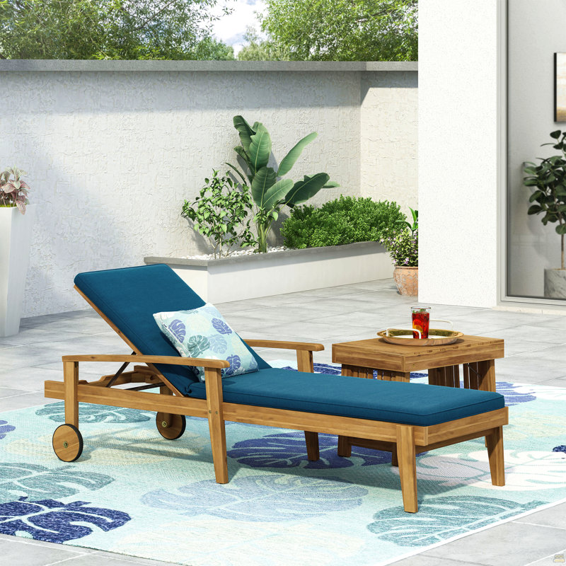 Chaise longue, Naturel, Bleu