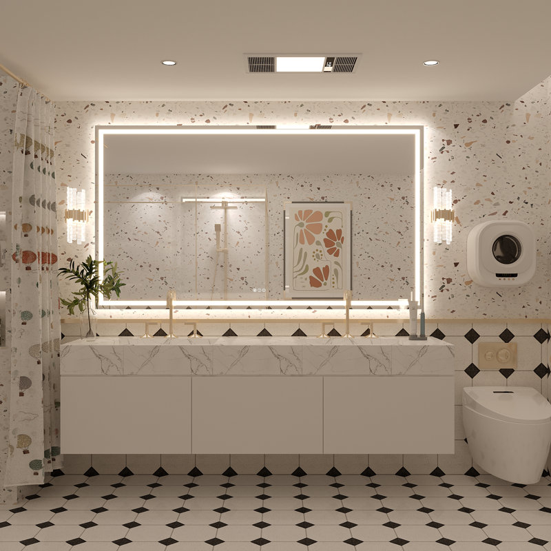 Miroir de salle de bain mural Molly, 68 po x 38 po, Transparent