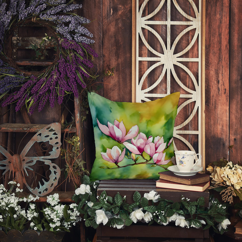 Coussin décoratif aquarelle Mississippi Magnolia, Carré 18 po