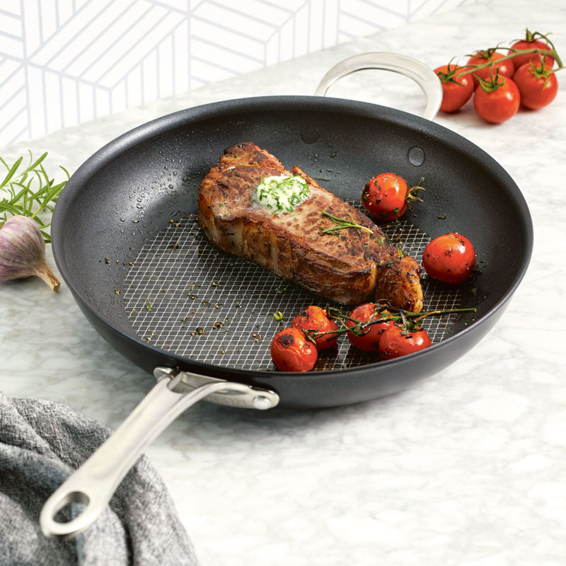 12-Inch Black Stainless Steel Nonstick Fry Pan with Lid