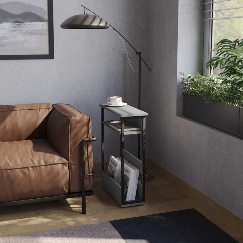 Ancika Solid Wood End Table, Grey