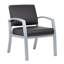 Chaise de réception, aluminium nickel brossé, vinyle antimicrobien noir