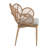 Kirk Outdoor Wicker Peacock Shape Papasan Style Chair, Teak Finished Leg, Light Brown Faux Rattan and Beige Cushion, Set of 2