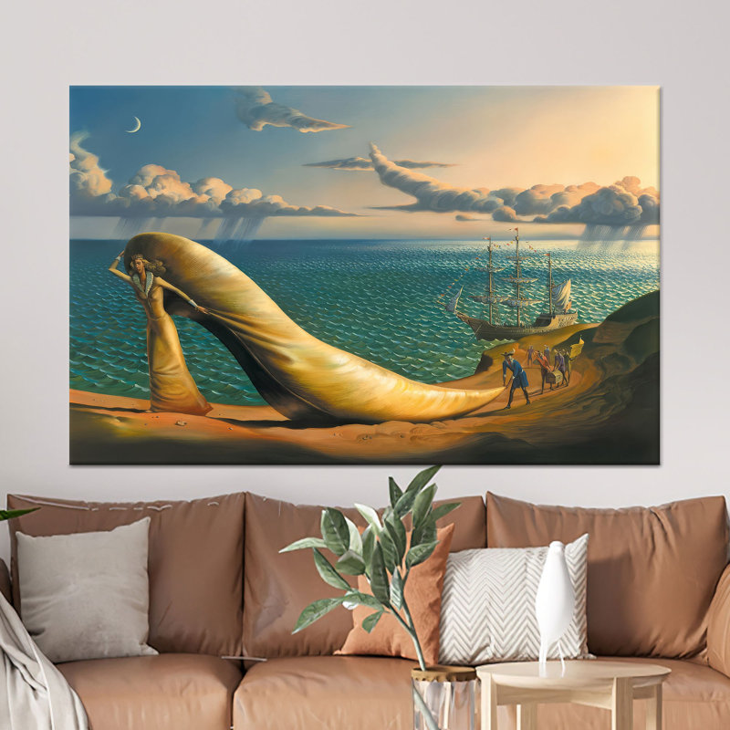 Reproduction d'art sur toile imprimée: Paysage marin surréaliste, 1 toile tendue, H: 15,8 po x l: 23,6 po