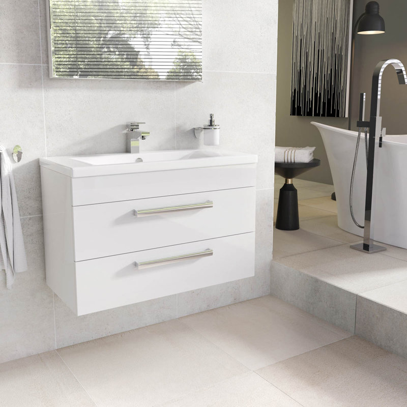 800 mm Single Vanity, Gloss White