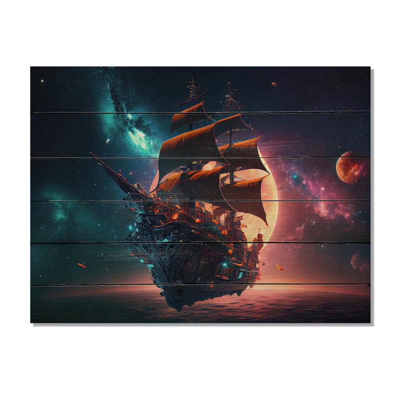 Croisière sur la galaxie I - impression sur bois sans cadre, H 30 po x l 40 po x P 1,5 po