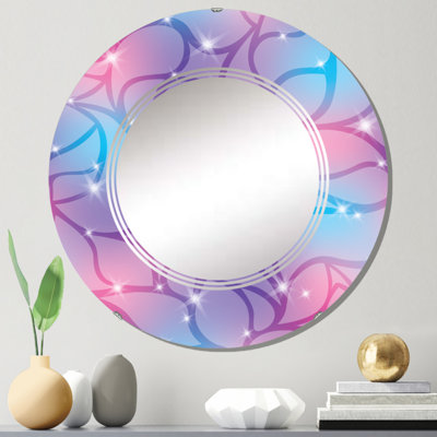 Abstrait violet et mauve avec étincelles - Miroir mural moderne rond
