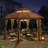 Sunjoy 13.5 ft. x 13.5 ft. Brown Steel Gazebo with 2-tier Tan and Brown Dome Canopy