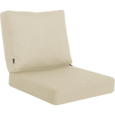 Ensemble de coussins de siège à assise profonde avec revêtement en tissu de polyester et lin, housse amovible, fermeture à glissière dissimulée et pattes de réglage