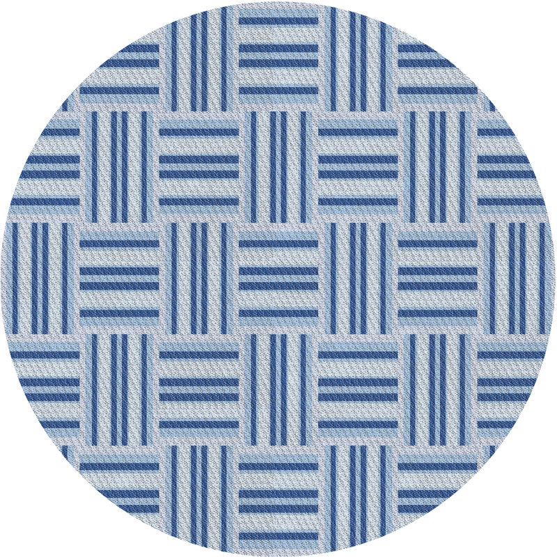 Tapis de zone bleue à motifs, Rond 5 pi