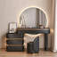 Coiffeuse 27,56 po moderne noir minimaliste avec grand miroir rond-1352637944