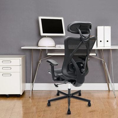 Chaise de bureau ergonomique en maille haute performance - lombaire réglable, avec accoudoirs, pour un usage professionnel et domestique avec roues