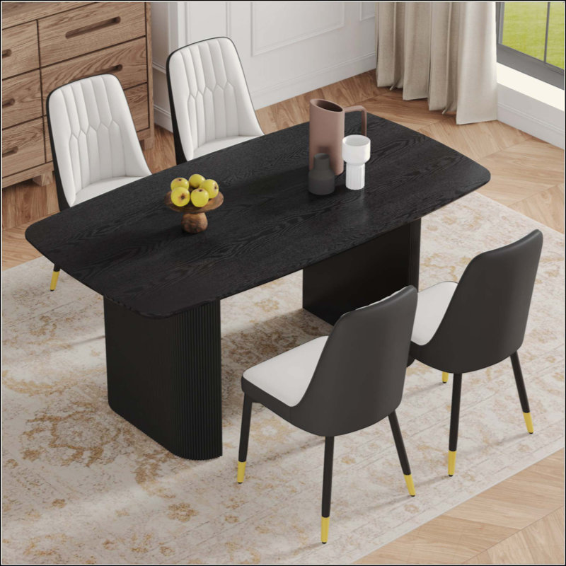 Ensemble de table et de chaises luxueux en bois aggloméré, spacieux et élégant pour un décor moderne, 5, Blanc