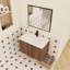 Meuble-lavabo mural 30 po avec lavabo combiné, meuble-lavabo flottant en ébène brun, portes à fermeture en douceur, conception moderne pour les petites et moyennes salles de bain