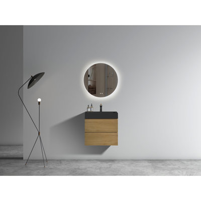 24" Bathroom Vanity - Natural Oak, Modern Furniture, Large Drawer Compartment Oak Fixture Unit With Sink, Ample Space, Design