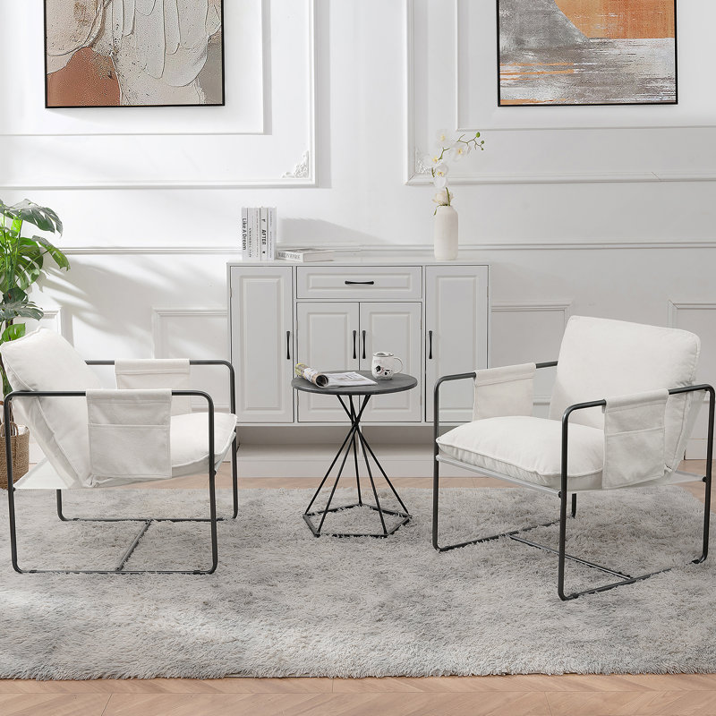 Deux ensembles dans un cas, fauteuil rembourré avec passe-bras et structure en métal robuste pour plusieurs espaces intérieurs