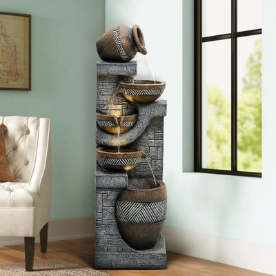 Parkin Weather Resistant Floor Fountain with Light