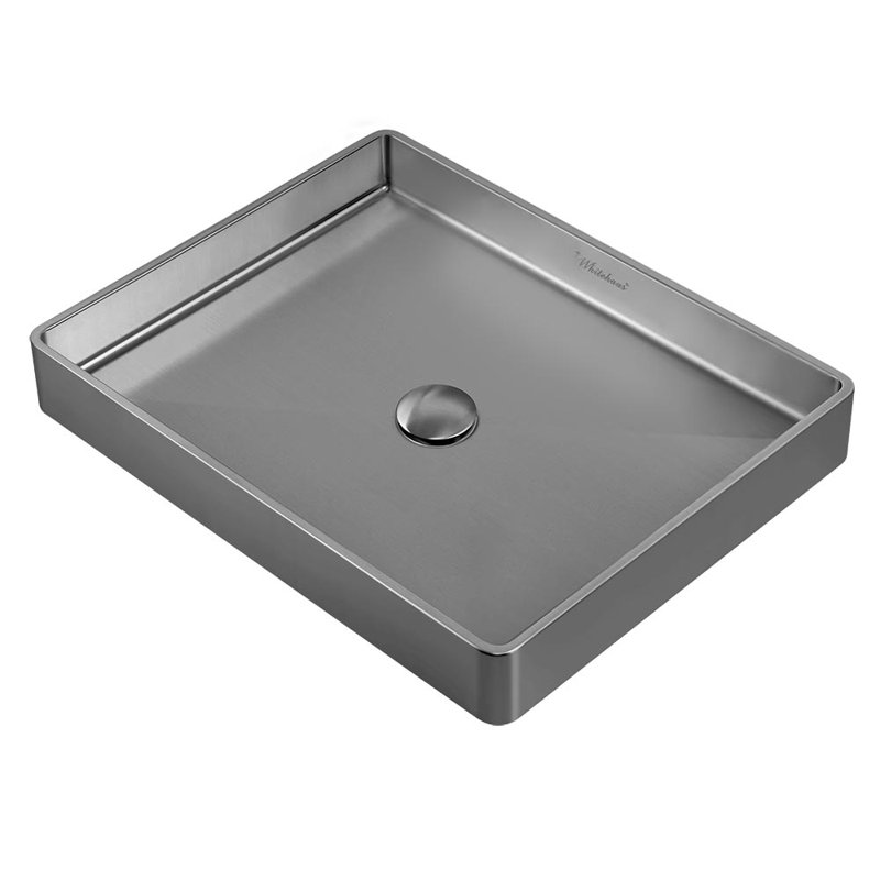 Whitehaus 10 gauge frame, 21" Rectangular Above Mount Basin With Matching Drain, Gunmetal