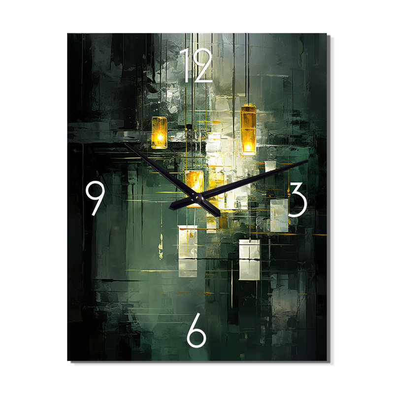 Sudden Serenity abstraite rétro émeraude et or - peinture abstraite horloge murale, Petit
