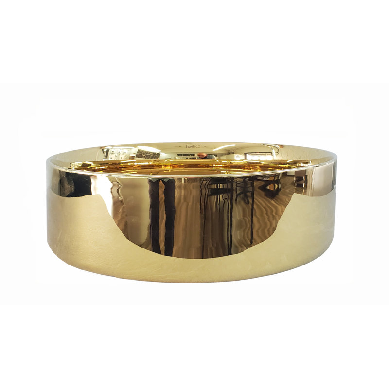 Secret Bath Dinan 14.5'' Porcelain Circular Bathroom Sink, Gold