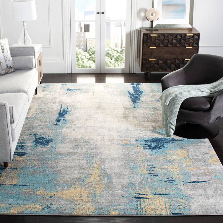 Zeke Abstract Grey/Blue Area Rug