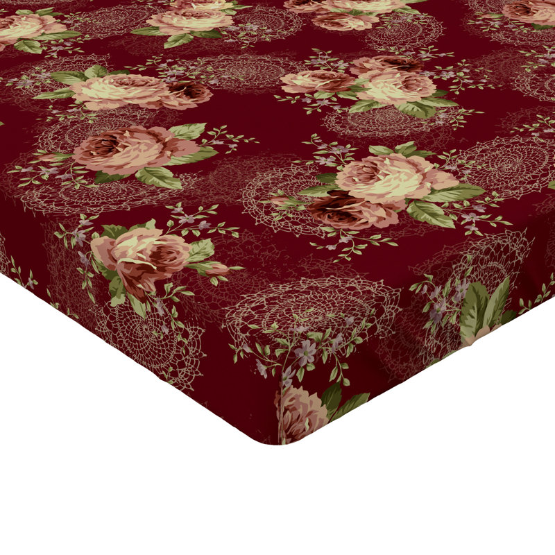 Drap-housse Ambesonne, Vert armée, rouille foncé / floral, Drap-housse très grand californien